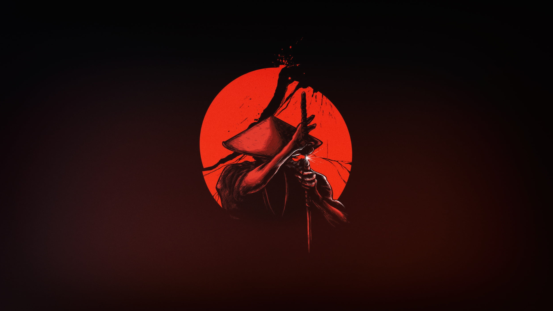 The sun, Minimalism, Japan, Sword, Warrior, Samurai, Art, Katana