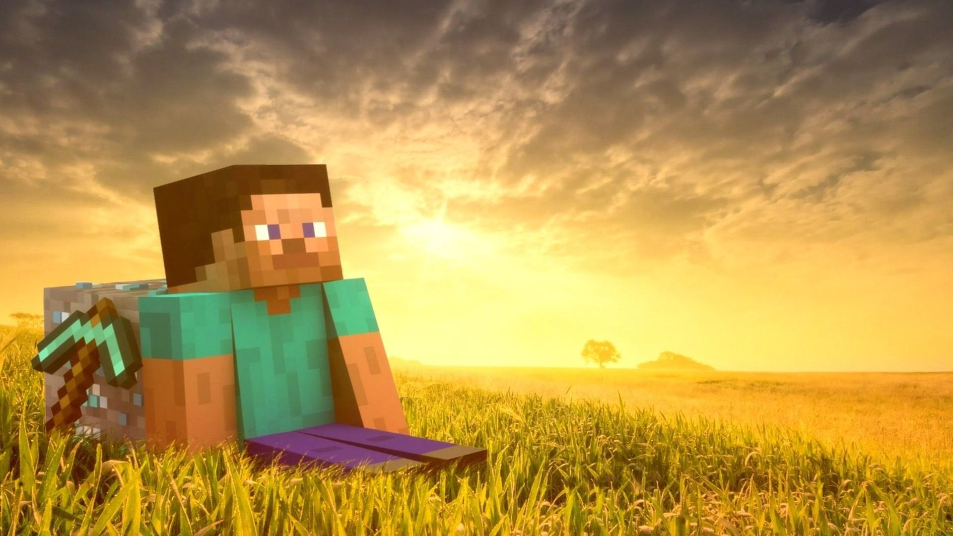 Minecraft wallpaper, Video Game, Mojang, Steve (Minecraft), Sword 1920x1080px (1080P) free download