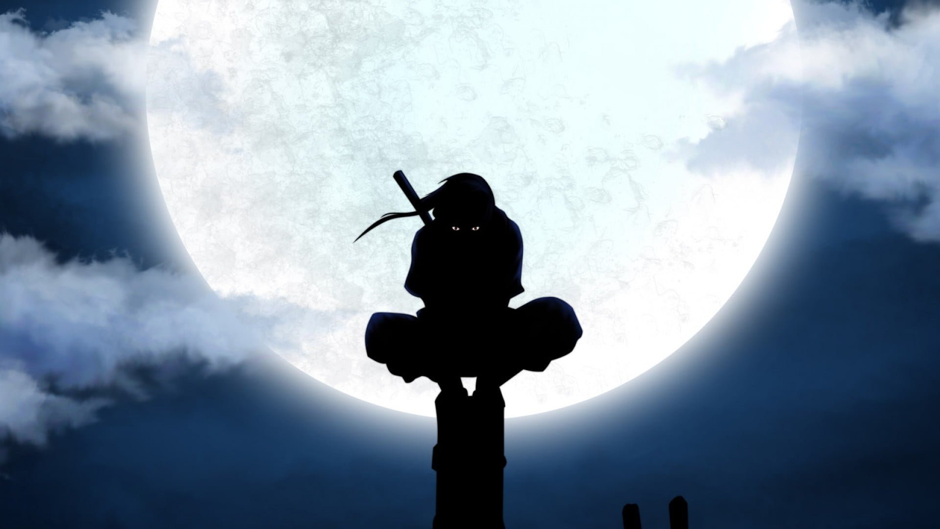 Uchiha Itachi illustration, Naruto Shippuuden, ANBU, silhouette 1920x1080px (1080P) free download