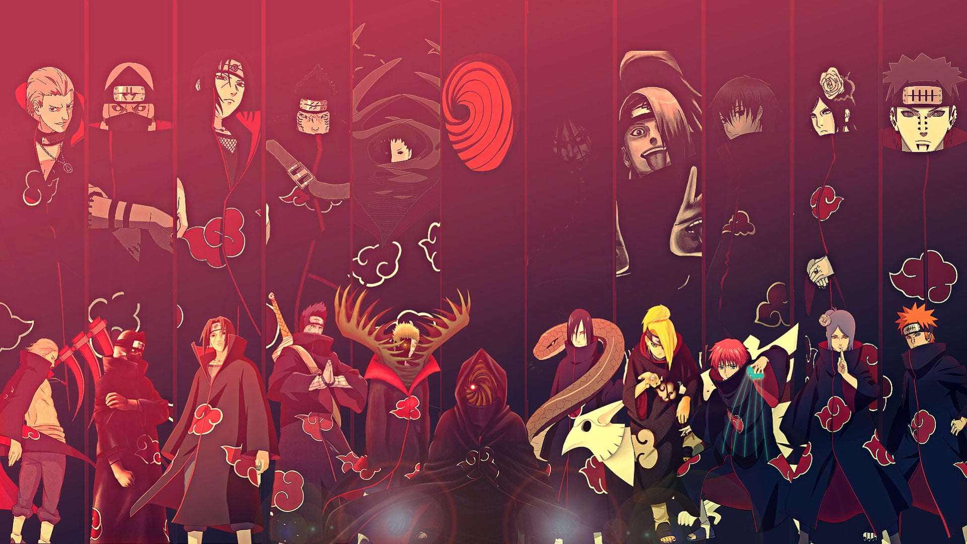 Naruto Shippuden Team Akatsuki digital wallpaper, Anime, Deidara (Naruto) 1920x1080px (1080P) free download