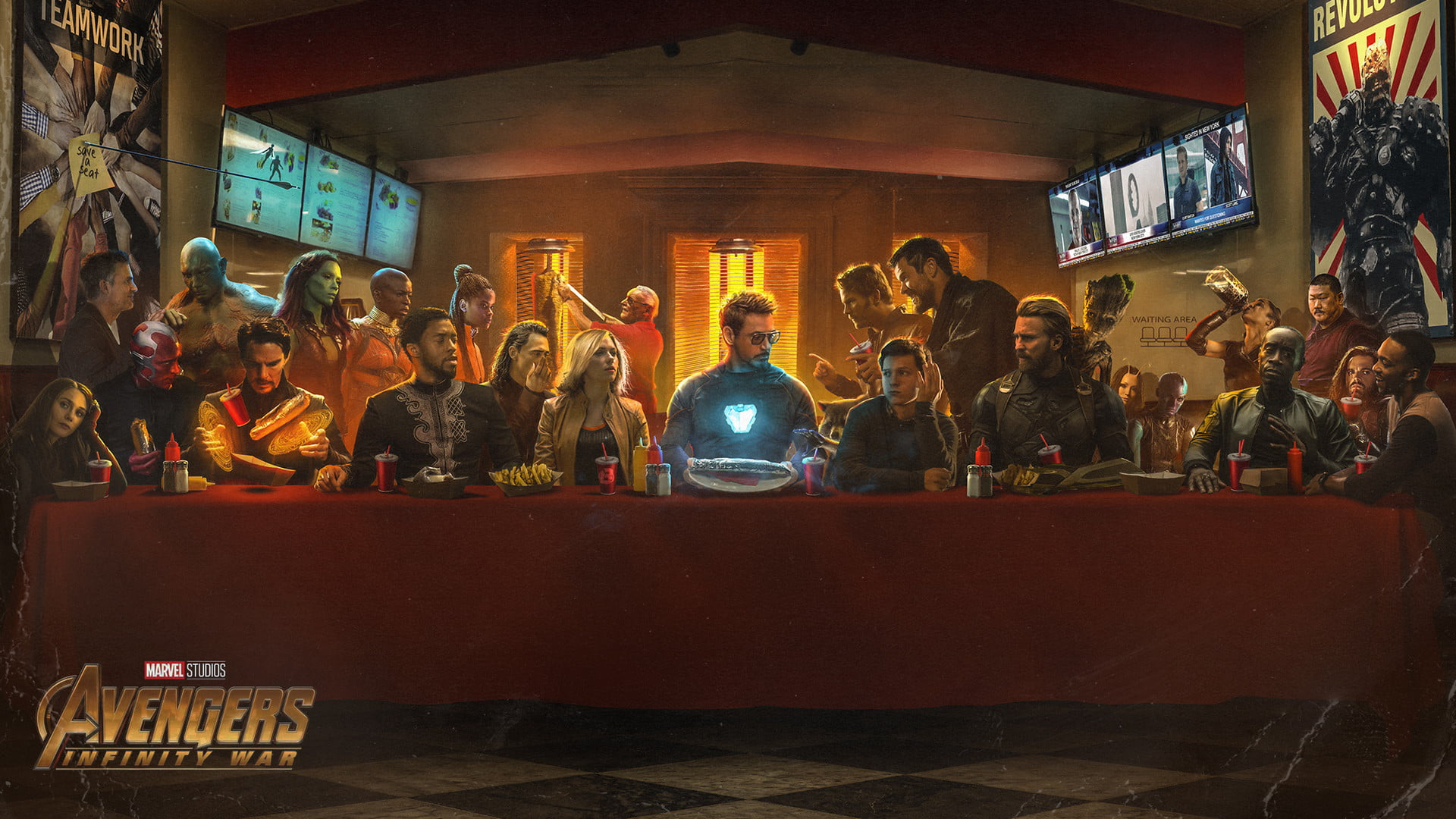 Marvel Avengers Infinity War poster, Avengers Last Supper wallpaper 1920x1080px (1080P) free download