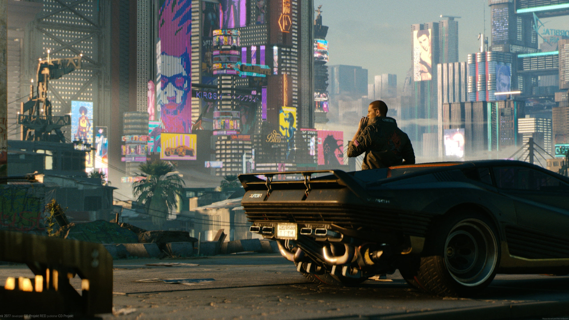 black sports car, video games, cyberpunk, Cyberpunk 2077, ultrawide 1920x1080px (1080P) free download