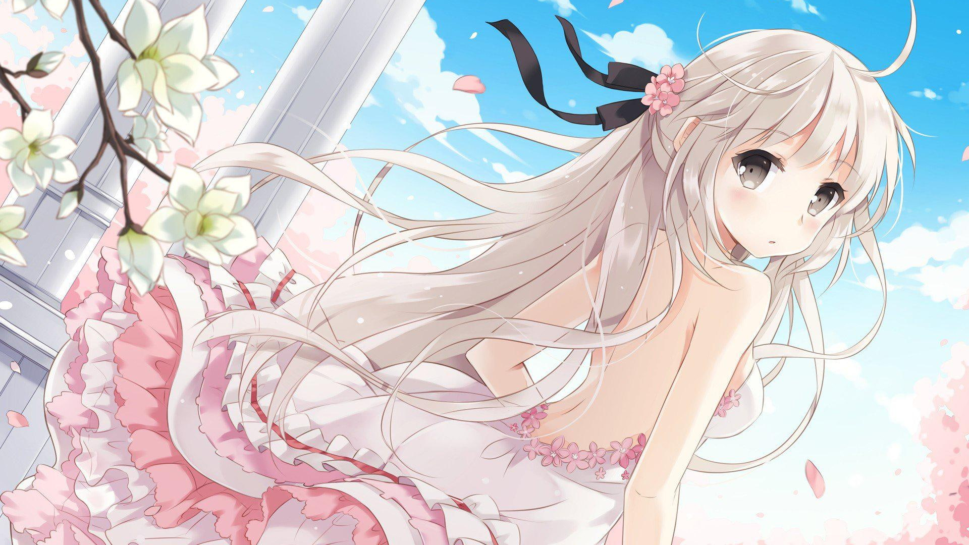 Anime girl, Cute, Spring, Cherry blossoms, ACG, Japanese anime 1920x1080px (1080P) free download