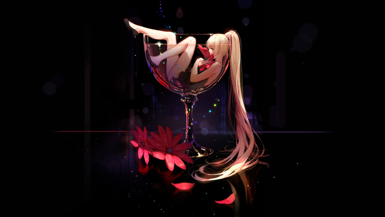 white haired female anime character wallpaper, untitled, anime girls 1536x864px (720P) free download