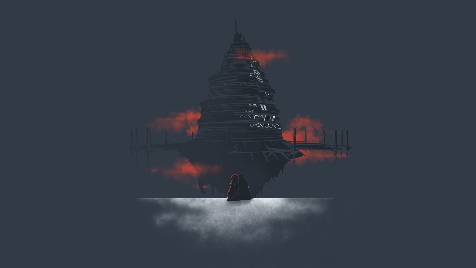 Sword Art Online illustration, Kirigaya Kazuto, Yuuki Asuna, pagoda 1536x864px (720P) free download