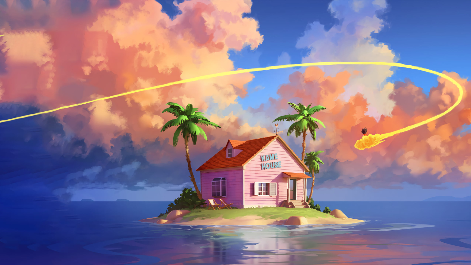 digital art, Son Goku, Dragon Ball, Dragon Ball Z, island, ultrawide 1536x864px (720P) free download