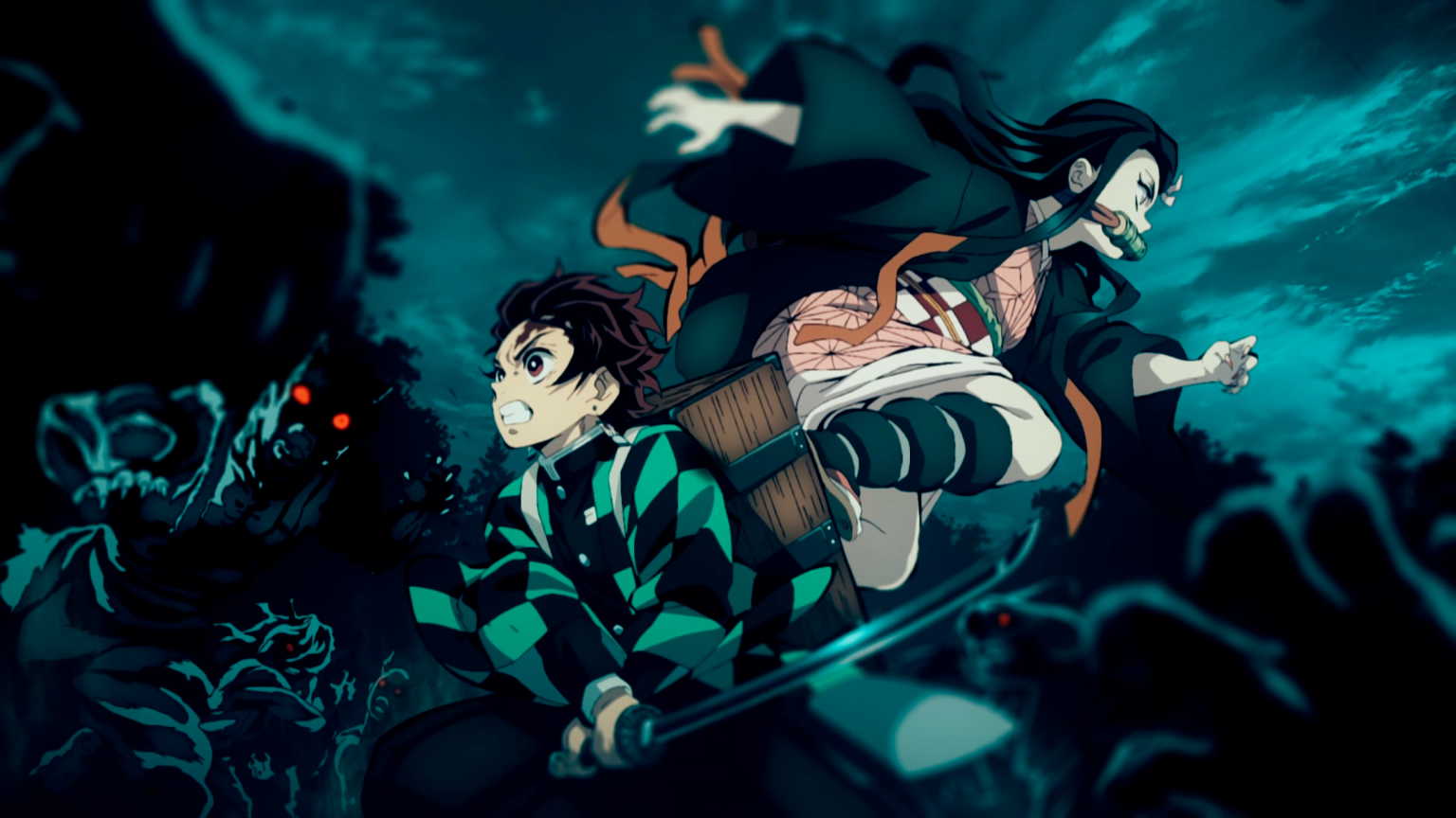 anime, anime girls, Kamado Nezuko, Kamado Tanjirō, Kimetsu no Yaiba 1536x864px (720P) free download